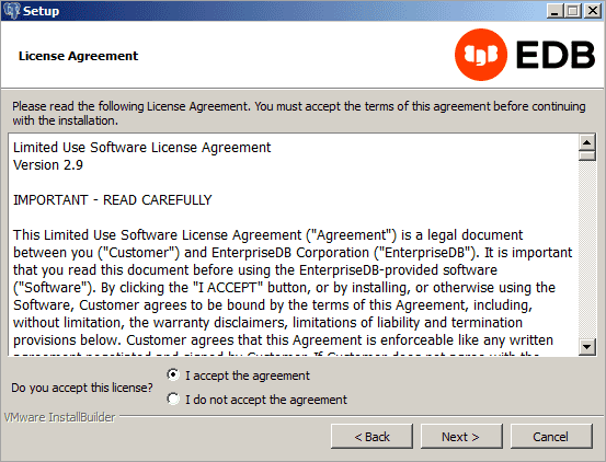 The EnterpriseDB License Agreement